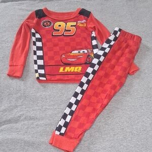 Disney Pixar Cars Lightning McQueen Pajama Set Toddler Red Stretchy 3T